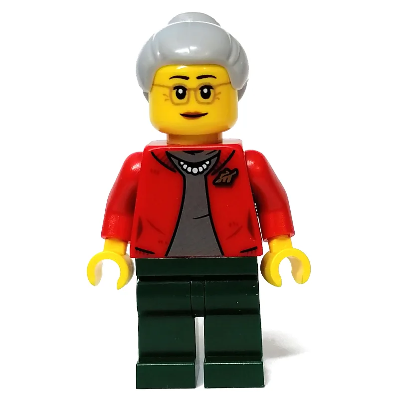 Red Torso, Dark Green Legs, Light Bluish Grey… — minifigurine LEGO | Brick Broker
