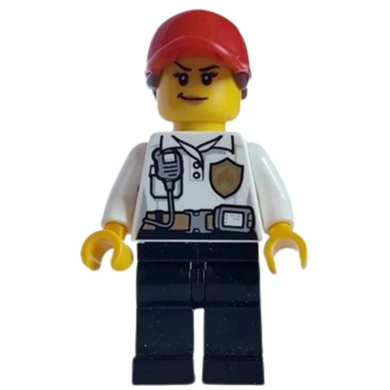 Fire Fighter - White Torso, Black Legs, Red C… — minifigurine LEGO | Brick Broker