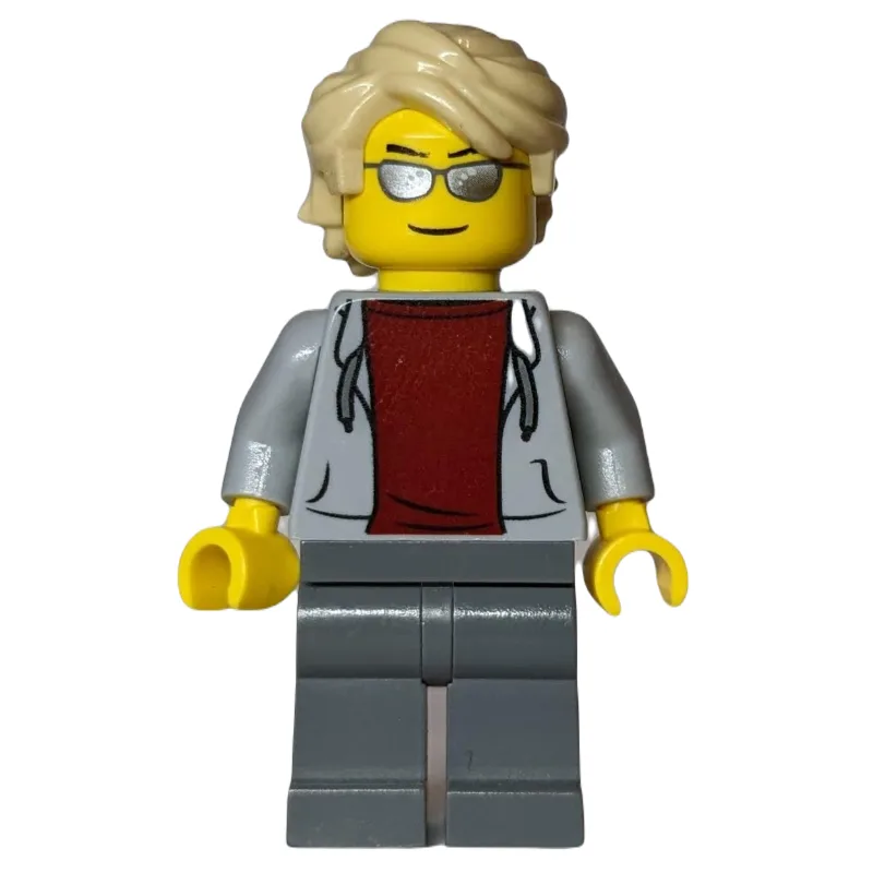 Man, Light Bluish Gray Hoodie over Dark Red S… — minifigurine LEGO | Brick Broker