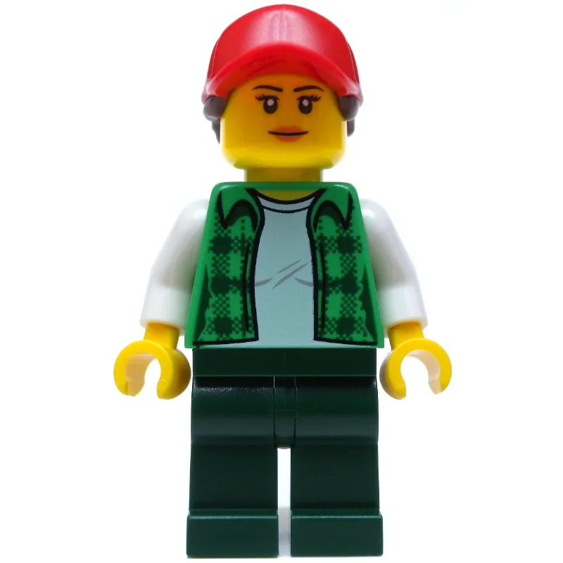 Woman, Open Green Flannel Shirt, Dark Green L… — minifigurine LEGO | Brick Broker