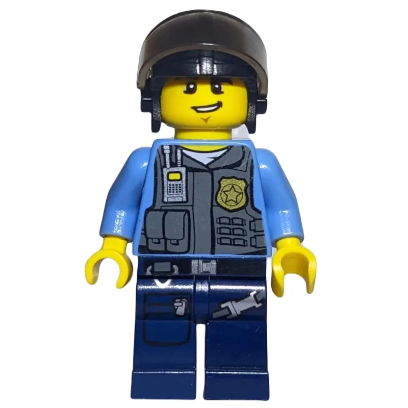 Policeman, Dark Bluish Gray Vest with Radio,… — minifigurine LEGO | Brick Broker