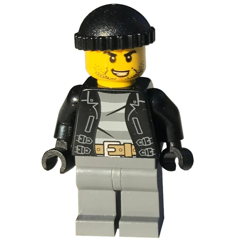 Criminal, Open Black Jacket over Prison Shirt… — minifigurine LEGO | Brick Broker