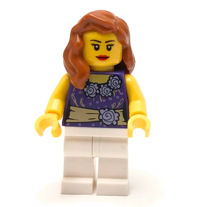 Dark Purple Torso, White Legs, Dark Orange Ha… — minifigurine LEGO | Brick Broker