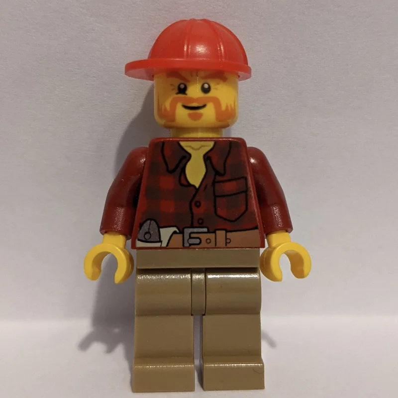 Lumberjack, Dark Red Flannel Shirt, Red Cap,… — minifigurine LEGO | Brick Broker