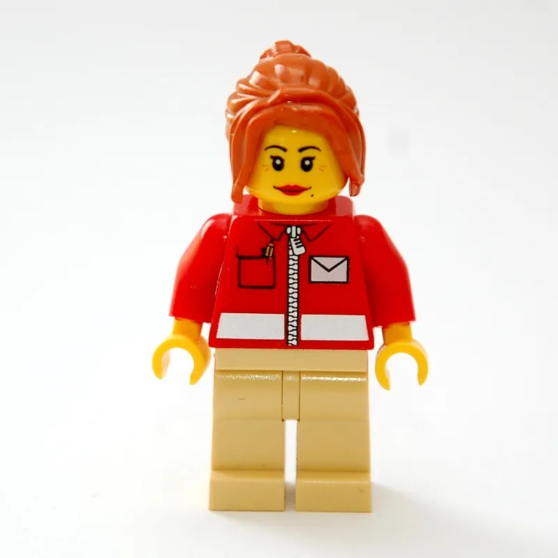 Postal Worker, Woman, Red Jacket with Zipper… — minifigurine LEGO | Brick Broker