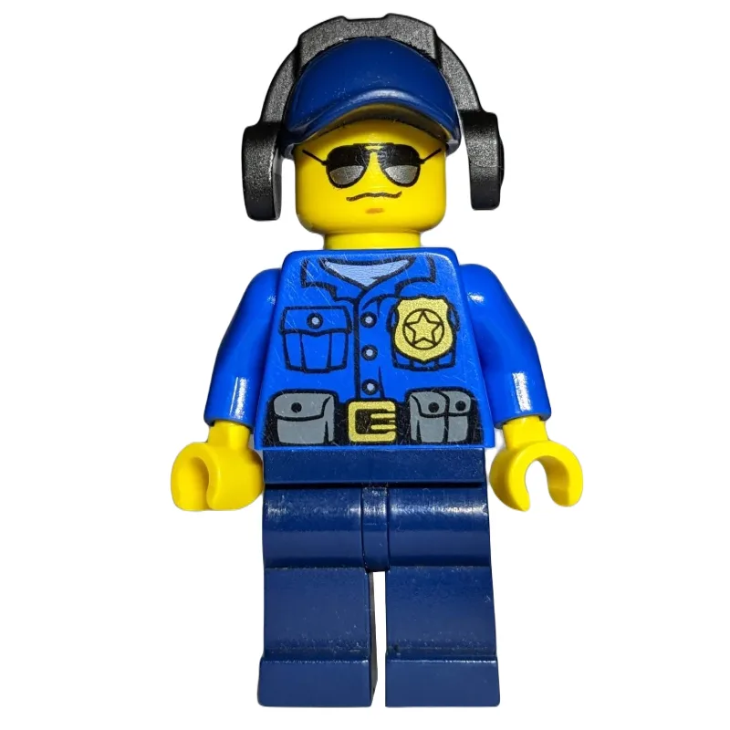 Policeman, Blue Shirt with Badge and Pouches,… — minifigurine LEGO | Brick Broker