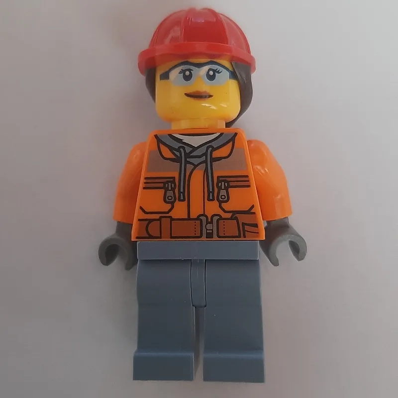 Construction Worker, Orange Safety Jacket, Sa… — minifigurine LEGO | Brick Broker