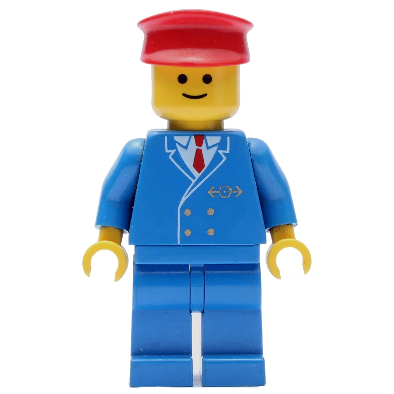 Conductor - Blue Jacket, Blue Legs, Red Hat — minifigurine LEGO | Brick Broker