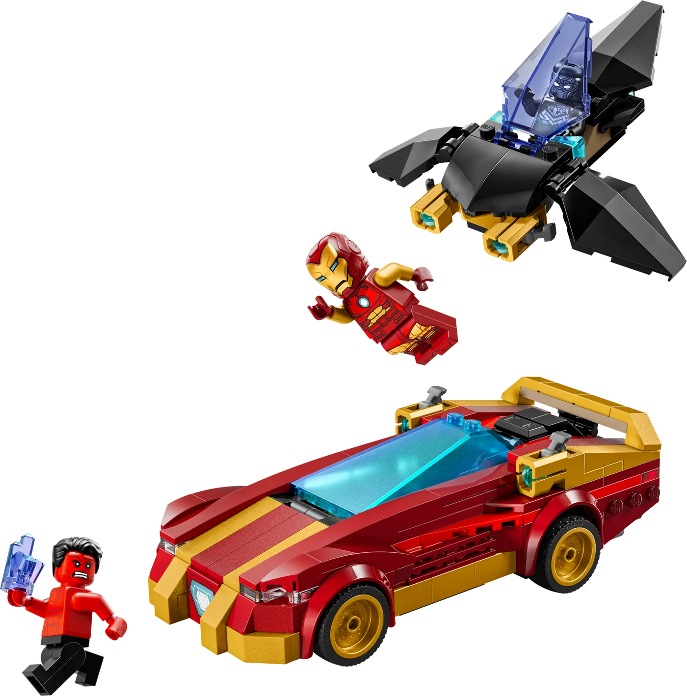 LEGO 76310 Voiture d'Iron Man & Black Panther contre Red Hulk - prix | Brick Broker