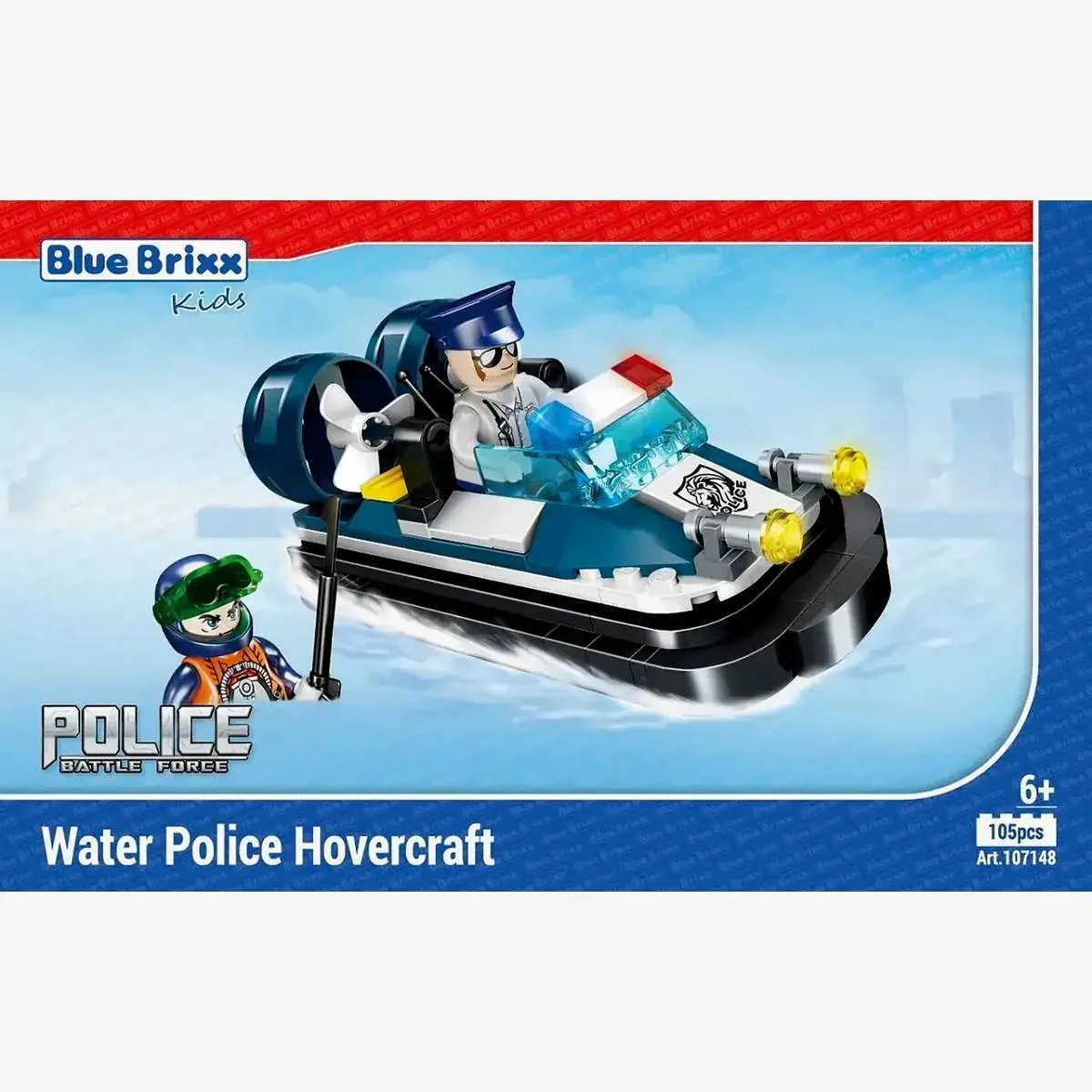 BlueBrixx Police de la ville - Aéroglisseur de police fluviale (BB-107148) - prix | Brick Broker