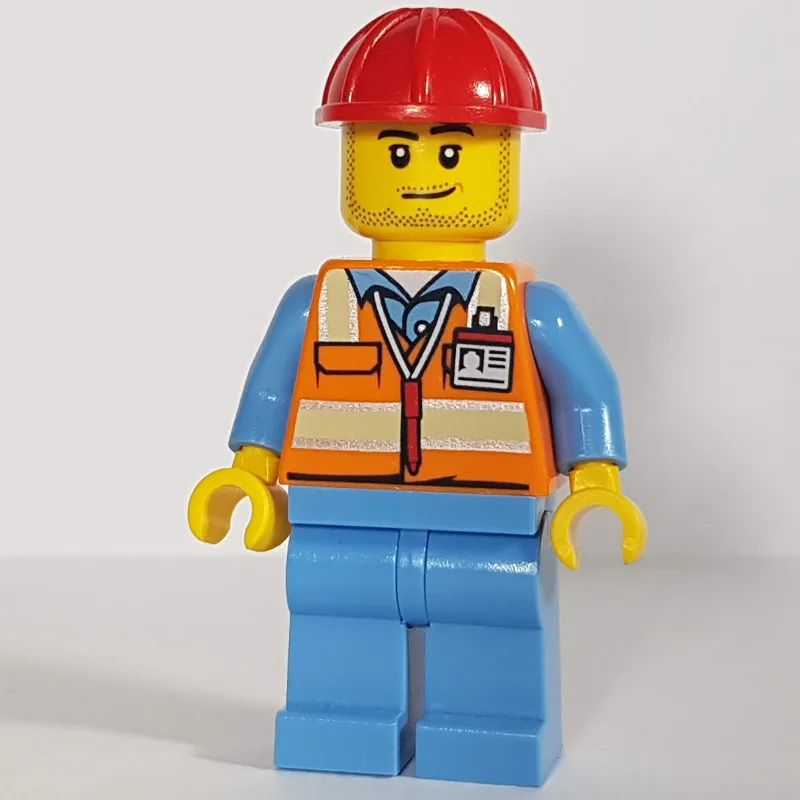 Ground Crew, Orange Safety Vest, Medium Blue… — minifigurine LEGO | Brick Broker