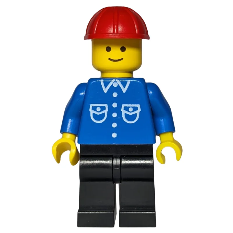 Man, Blue Shirt with Buttons and Pockets, Bla… — minifigurine LEGO | Brick Broker