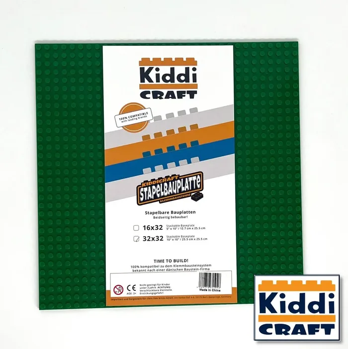 Kiddicraft Plaque de base empilable 32 x 32 - Vert (KID-KC32GSA) - prix | Brick Broker
