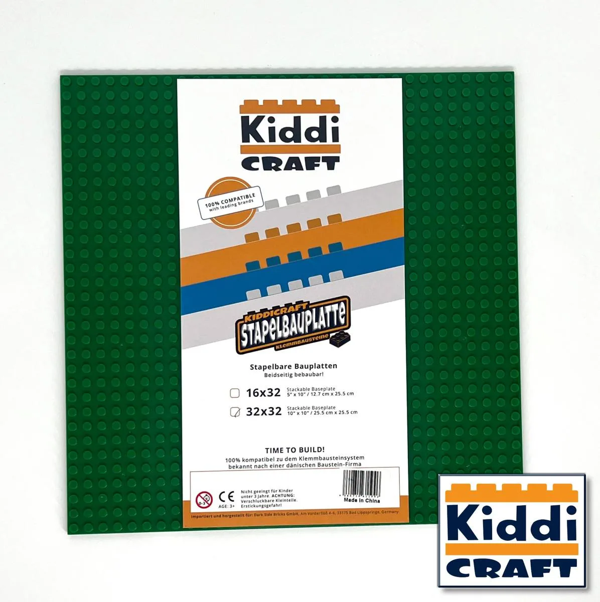 Kiddicraft Plaque de base empilable 32 x 32 - Vert (KID-KC32GSA) - prix | Brick Broker
