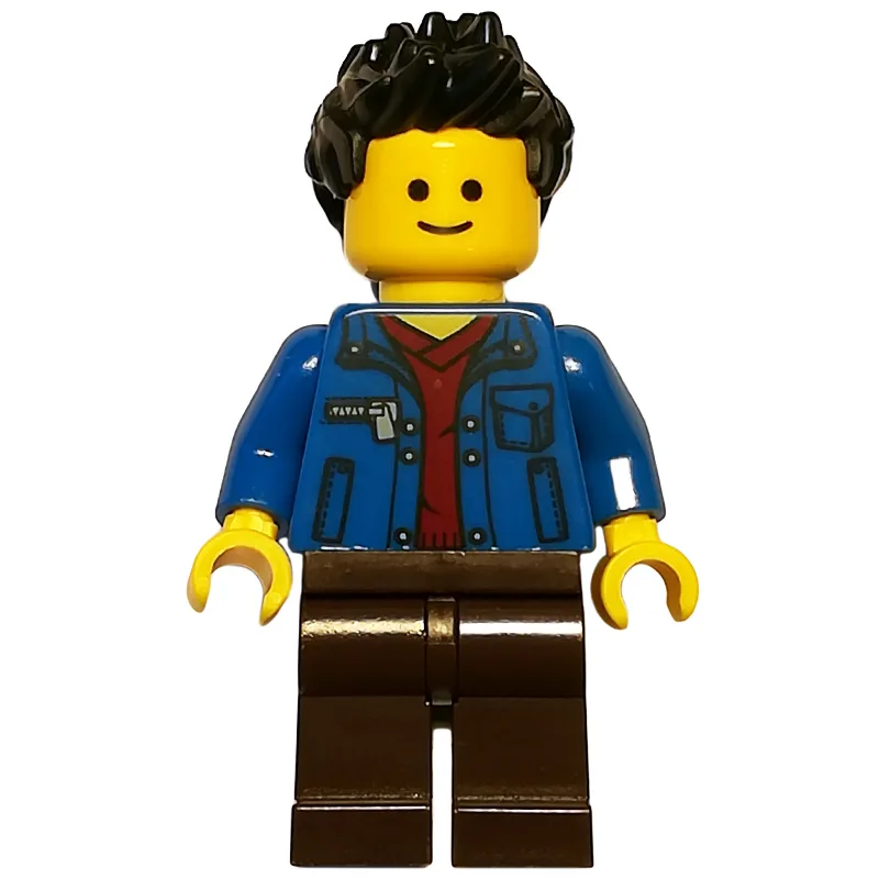 Blue Torso, Dark Brown Legs, Black Hair — minifigurine LEGO | Brick Broker