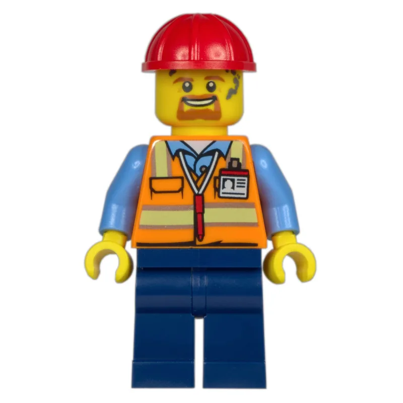 Construction Worker, Orange Safety Vest, Dark… — minifigurine LEGO | Brick Broker