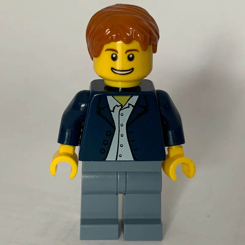 Man, Open Dark Blue Jacket, Sand Blue Legs, D… — minifigurine LEGO | Brick Broker