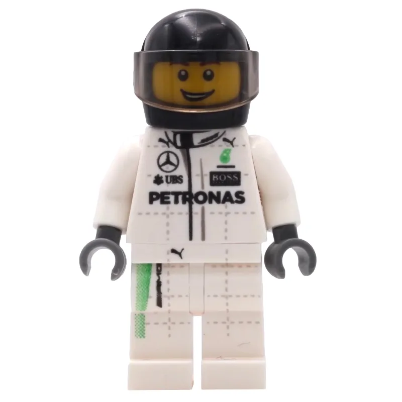 Race Driver, White Torso, White Legs, Black H… — minifigurine LEGO | Brick Broker