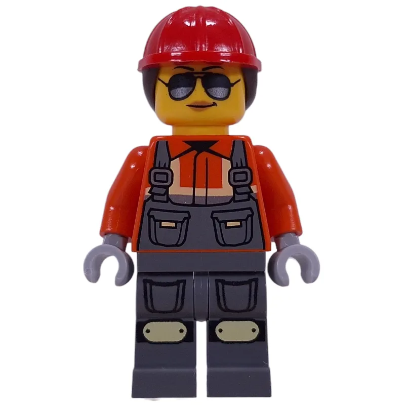 Construction Worker, Reddish Orange Safety Ja… — minifigurine LEGO | Brick Broker