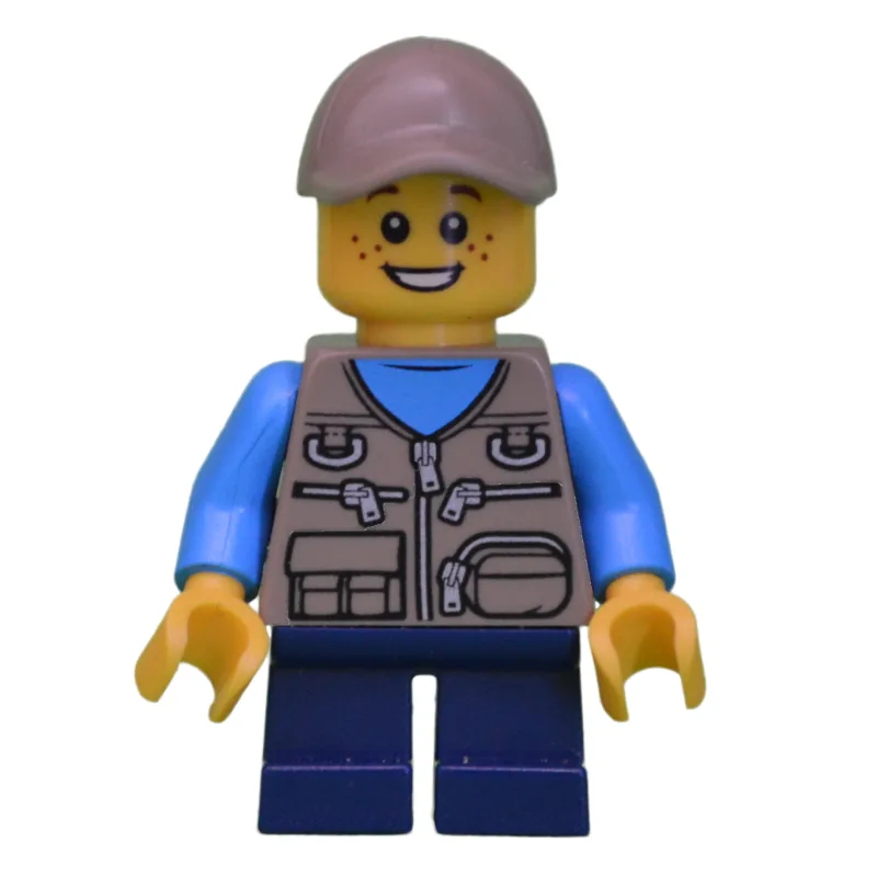 Boy, Dark Tan Vest with Zippers and Pouches,… — minifigurine LEGO | Brick Broker