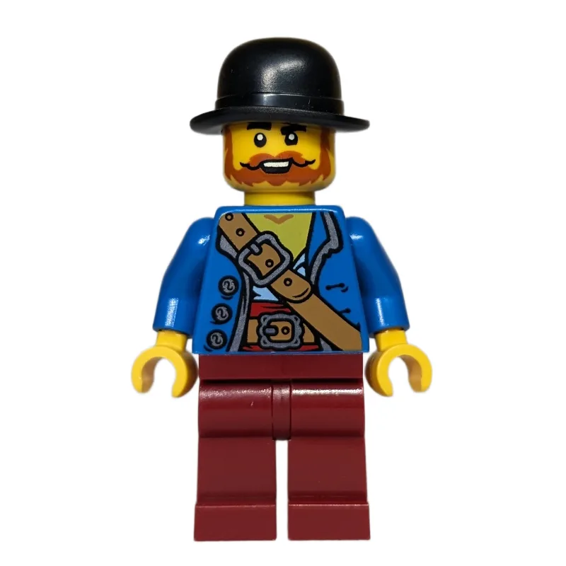 Robber, Blue Torso, Dark Red Legs, Black Hat — minifigurine LEGO | Brick Broker