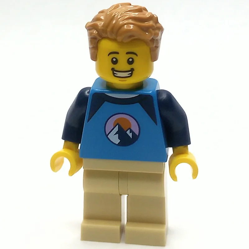 Dark Azure Torso, Tan Legs, Medium Nougat Hair — minifigurine LEGO | Brick Broker