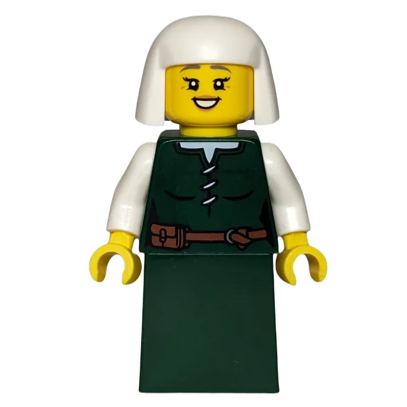 Castle Woman, Dark Green Dress, White Headdre… — minifigurine LEGO | Brick Broker