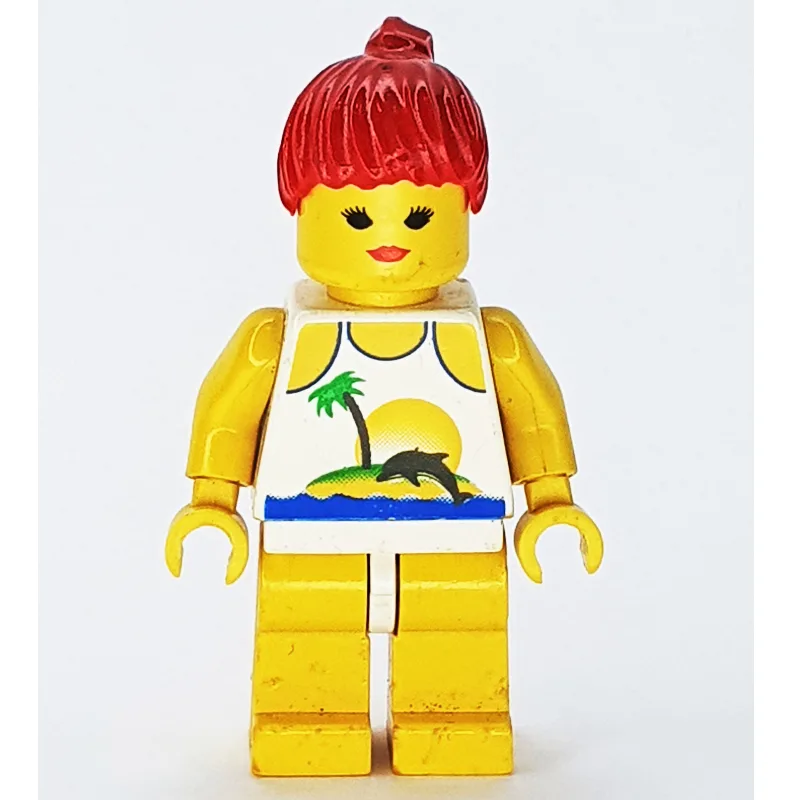 Woman, White Swimsuit with Desert Island and… — minifigurine LEGO | Brick Broker