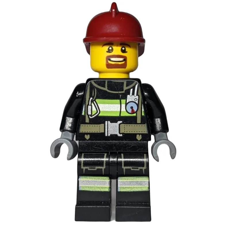Firefighter, Black Fire Jacket with Straps an… — minifigurine LEGO | Brick Broker