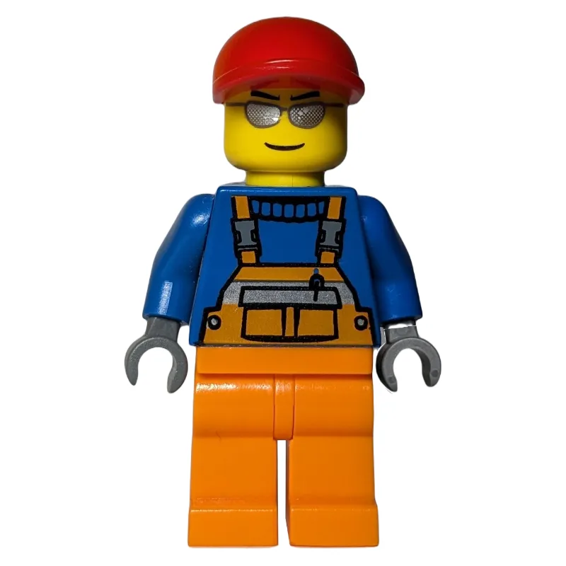Construction Worker, Orange Overalls over Blu… — minifigurine LEGO | Brick Broker
