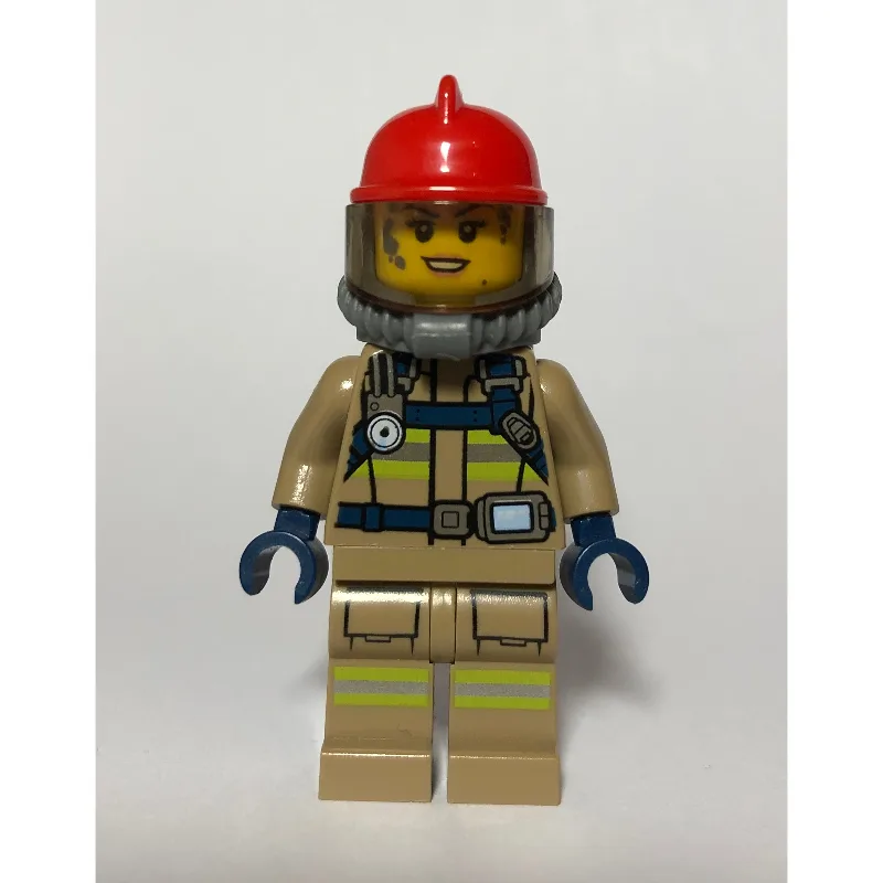 Firewoman, Dark Tan Fire Suit with Gauge and… — minifigurine LEGO | Brick Broker