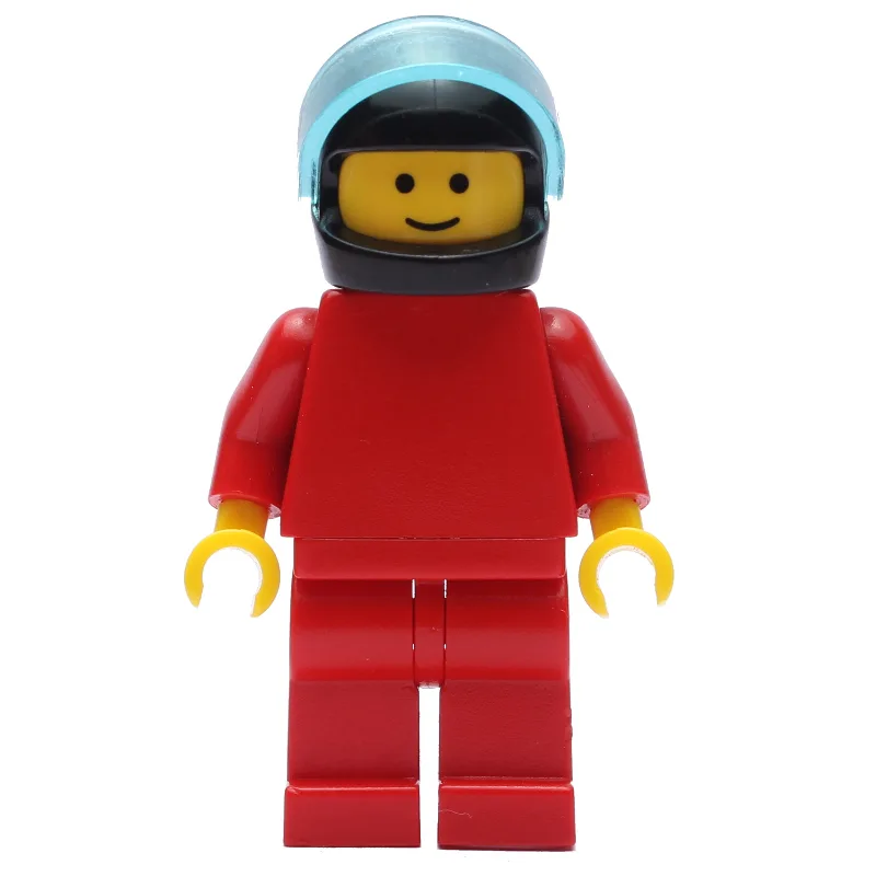 Man, Plain Red, Black Helmet with Visor — minifigurine LEGO | Brick Broker