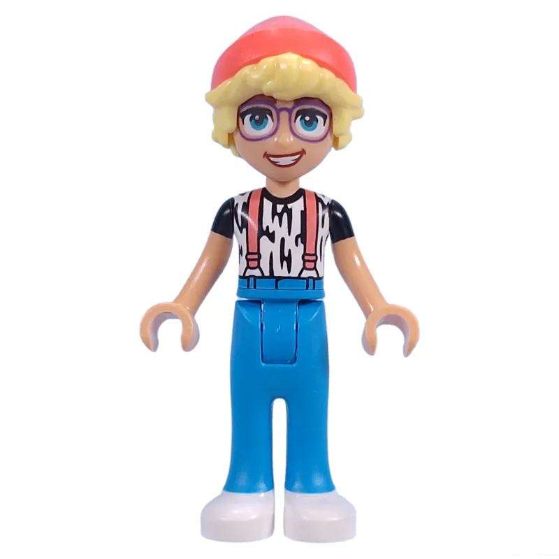 Olly - White Shirt, Dark Azure Legs, Coral Be… — minifigurine LEGO | Brick Broker