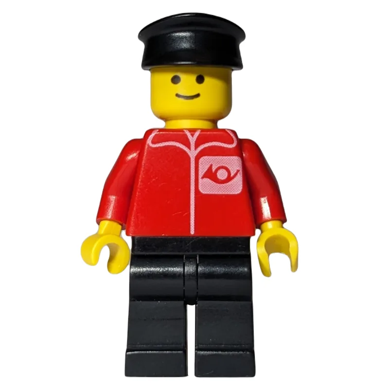 Postal Worker, Red Shirt with Horn Logo, Blac… — minifigurine LEGO | Brick Broker