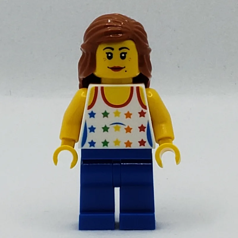 Woman, Tank Top with Rainbow Colored Stars, B… — minifigurine LEGO | Brick Broker