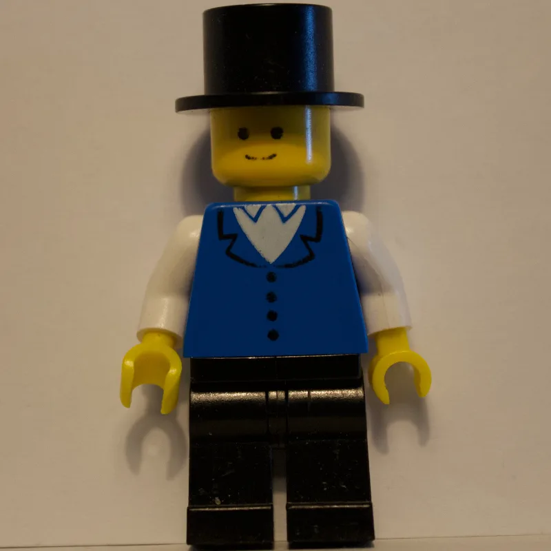 Man, Blue Vest over White Shirt, Top Hat — minifigurine LEGO | Brick Broker