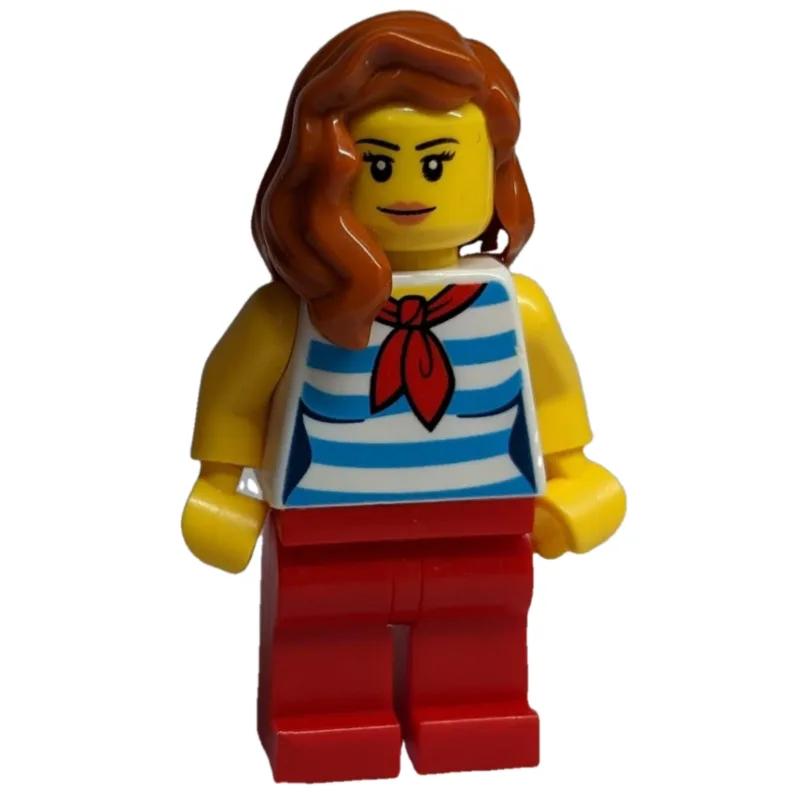 Woman, White and Dark Azure Striped Tank Top… — minifigurine LEGO | Brick Broker