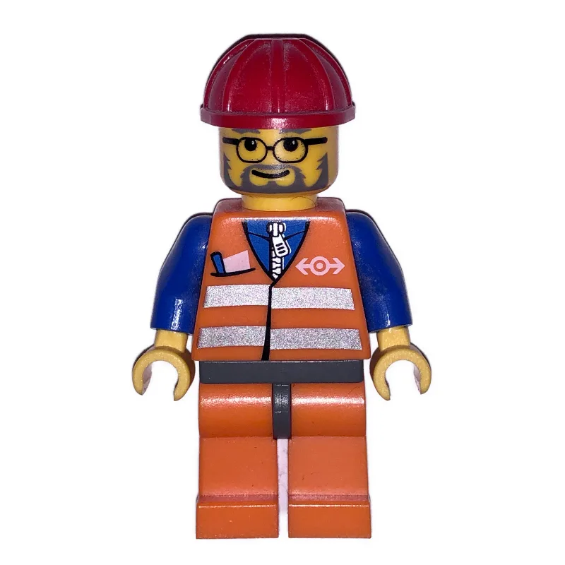 Train Worker, Orange Safety Vest with Train L… — minifigurine LEGO | Brick Broker
