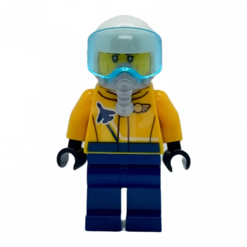 Pilot, Orange Jacket, Dark Blue Legs, White H… — minifigurine LEGO | Brick Broker