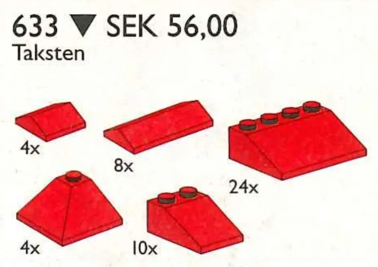LEGO 633 Tuiles de toit - prix et où acheter | Brick Broker