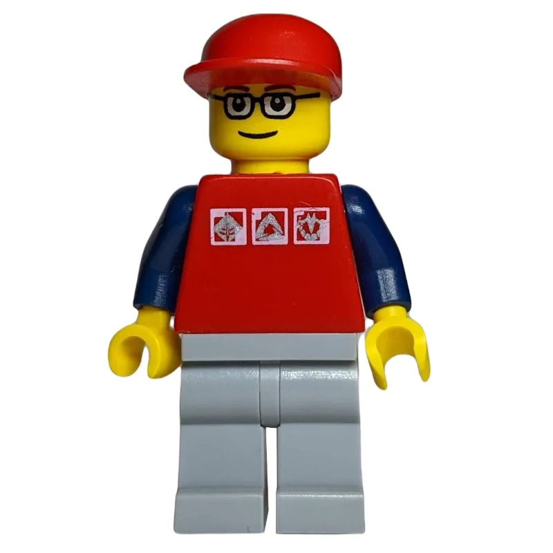 Man, Red Shirt with Dark Blue Arms, Red Cap,… — minifigurine LEGO | Brick Broker