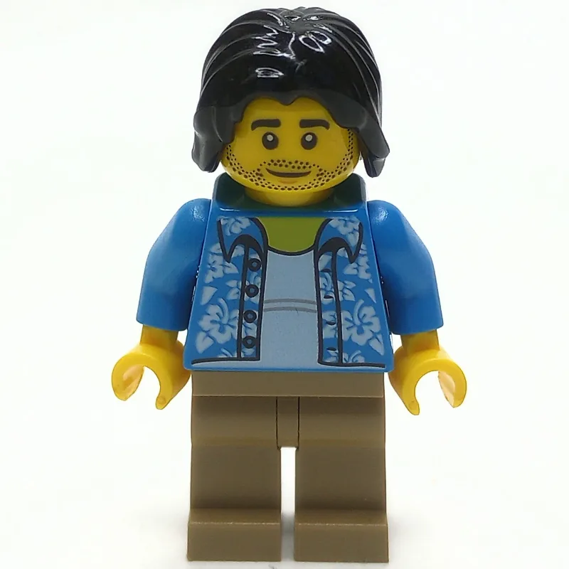 Man, Open Dark Azure Hawaiian Shirt, Dark Tan… — minifigurine LEGO | Brick Broker