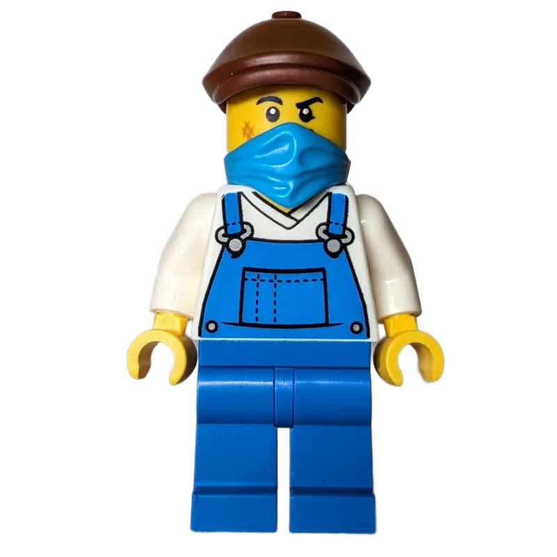 Train Driver, Blue Overalls, Mask, Reddish Br… — minifigurine LEGO | Brick Broker