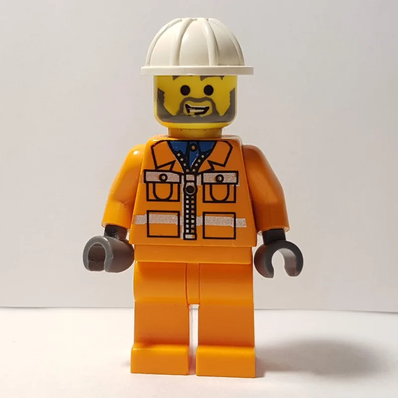 Garry - Construction Worker, Orange Jacket wi… — minifigurine LEGO | Brick Broker
