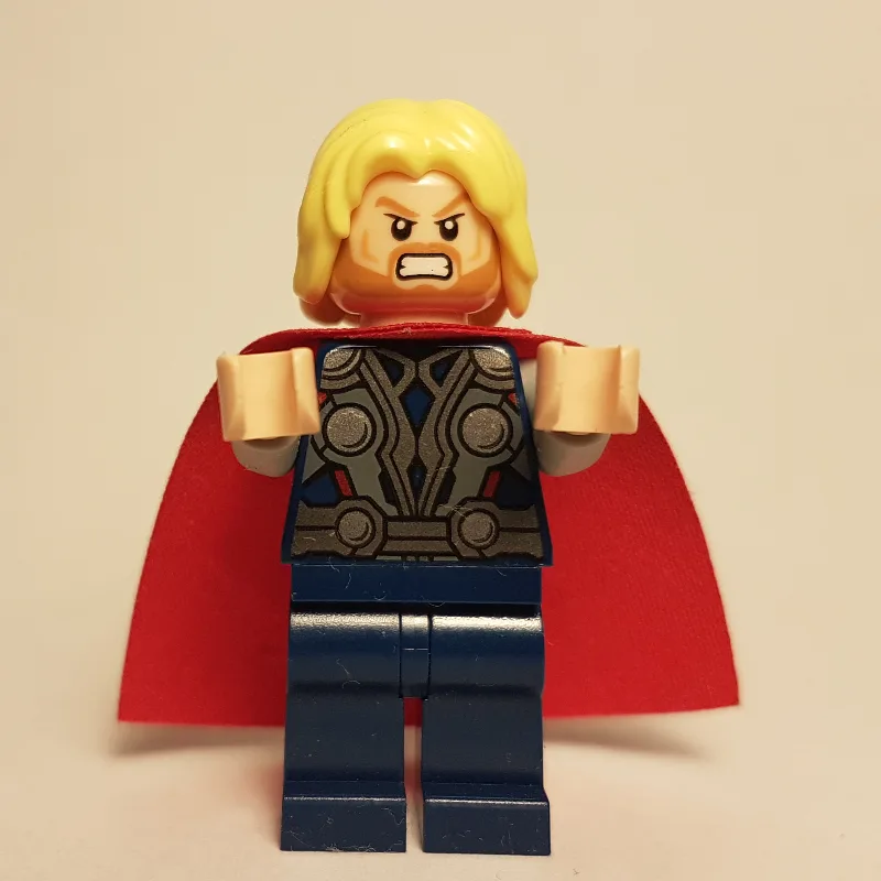 Thor with Red Cape and Bright Yellow Hair — minifigurine LEGO | Brick Broker