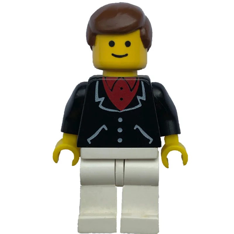 Man, Black Jacket over Red Shirt, White Legs,… — minifigurine LEGO | Brick Broker