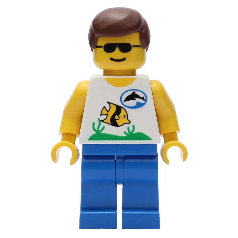 Marine Explorer, White Shirt with Fish, Brown… — minifigurine LEGO | Brick Broker