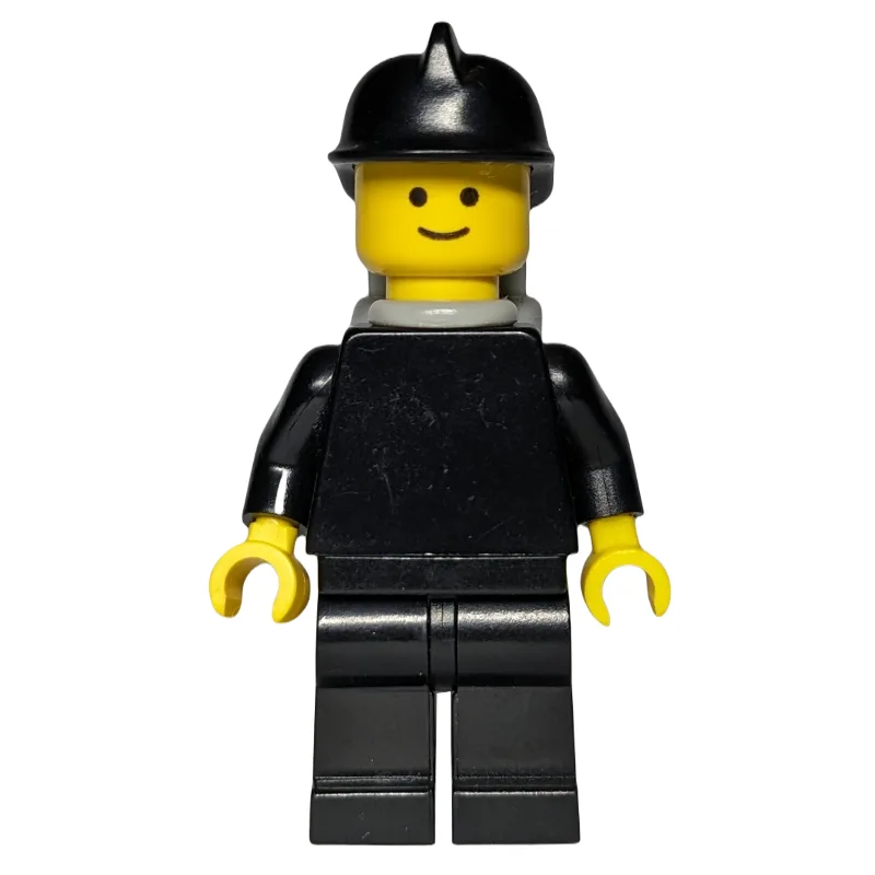 Fireman, Plain Black, Black Helmet, Light Gra… — minifigurine LEGO | Brick Broker