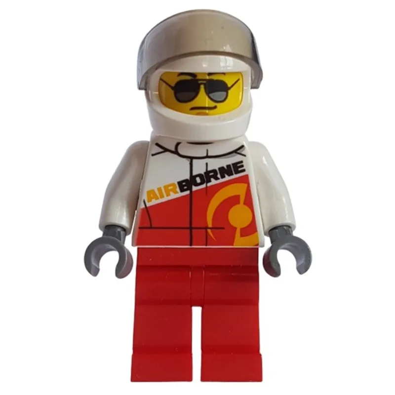 Racer, Red and White Jumpsuit with 'AIRBORNE'… — minifigurine LEGO | Brick Broker