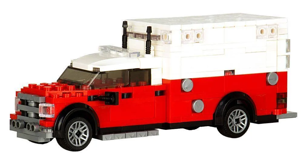BlueBrixx Ambulance de pompiers rouge et blanche (BB-100487) - prix | Brick Broker